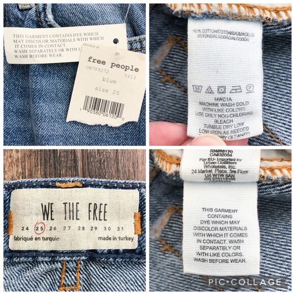 Free People Denim Skirt Mini Distressed A-Line Exposed Button Fly Size 25 Blue - Picture 13 of 13